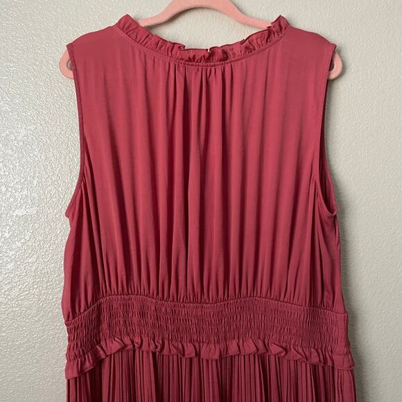 Lane Bryant Dress Womens Size 22/24 Burnt Orange Midi Pleated Ruffle Tank A-Line - Picture 8 of 12